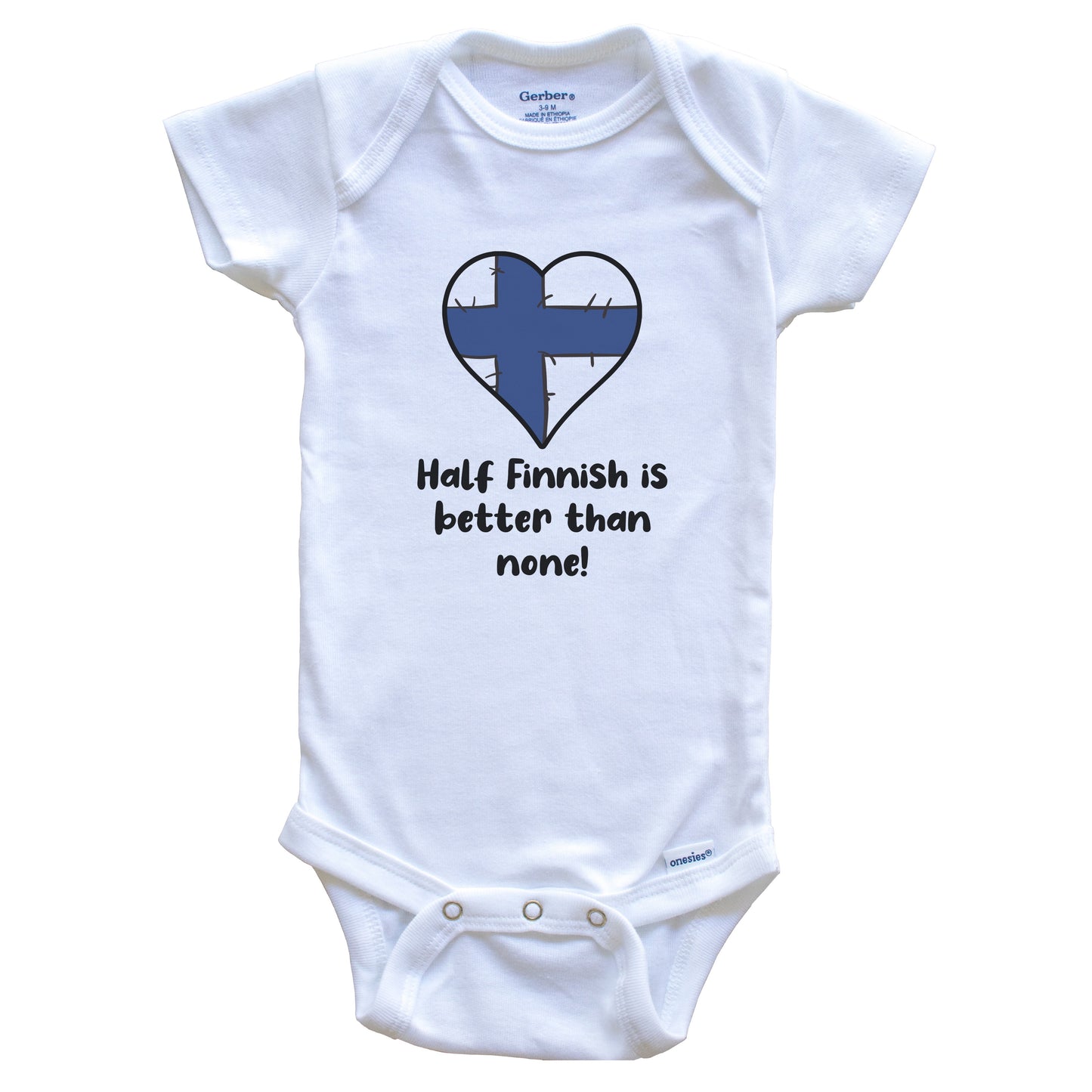 Half Finnish Is Better Than None Finland Flag Heart Baby Onesie