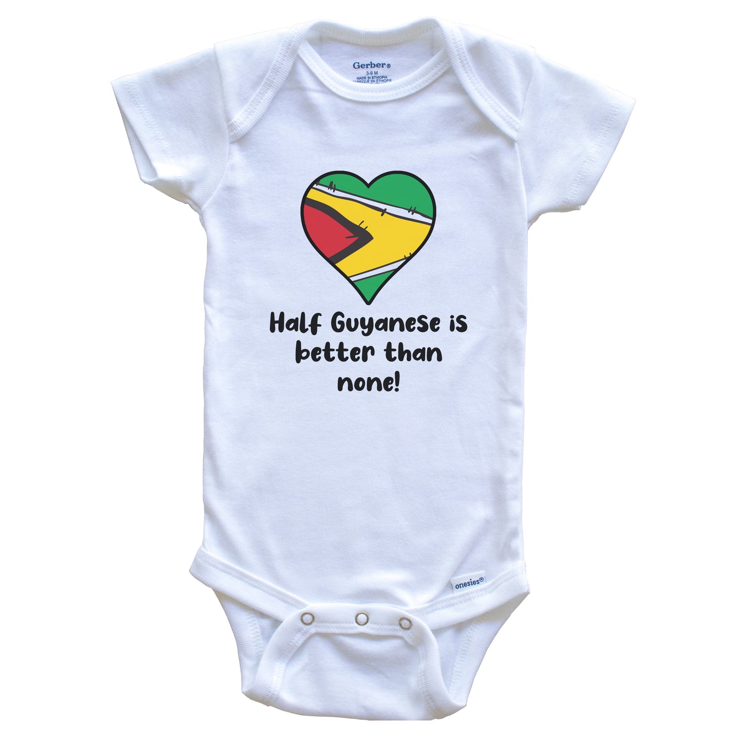 Half Guyanese Is Better Than None Guyana Flag Heart Baby Onesie