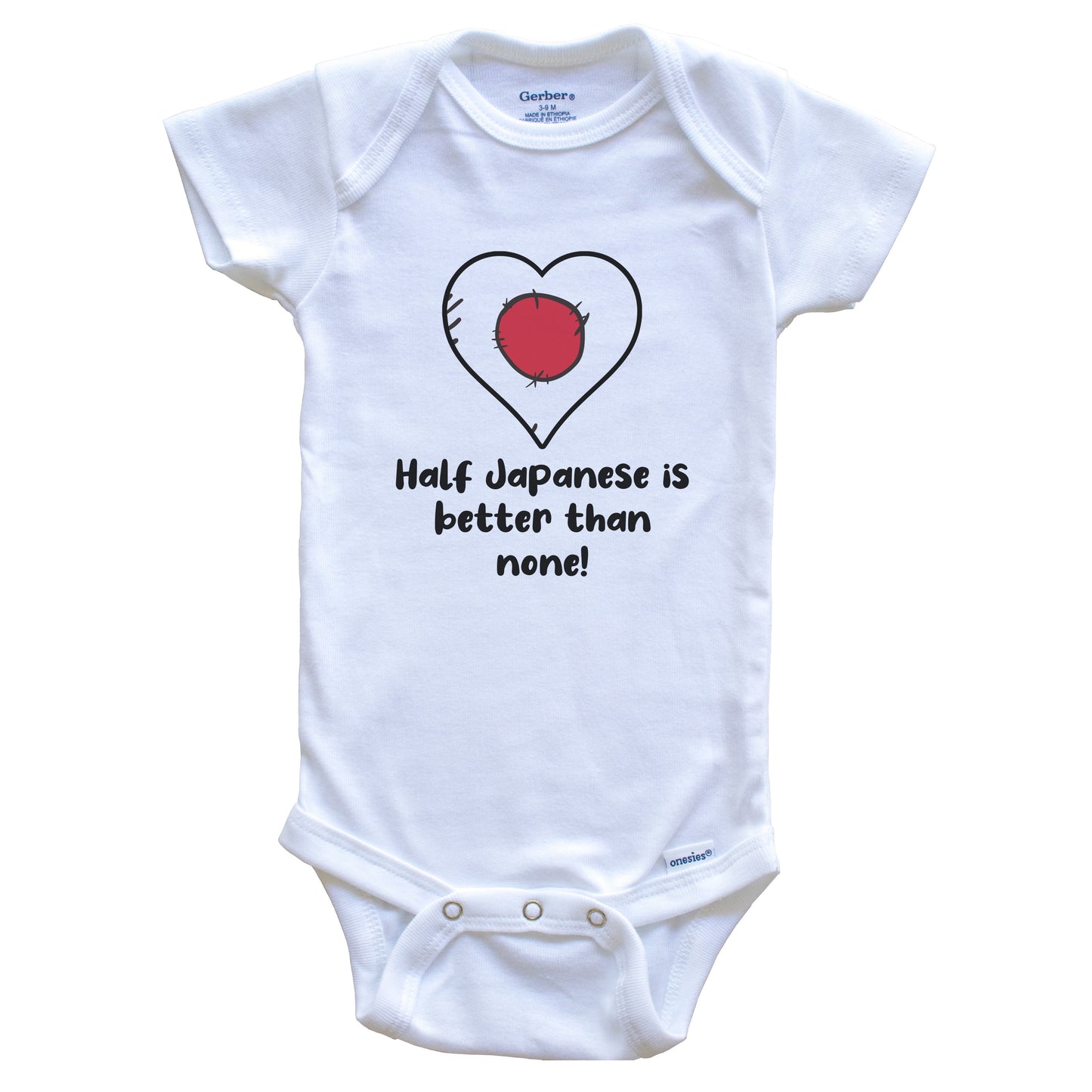 Half Japanese Is Better Than None Japan Flag Heart Baby Onesie
