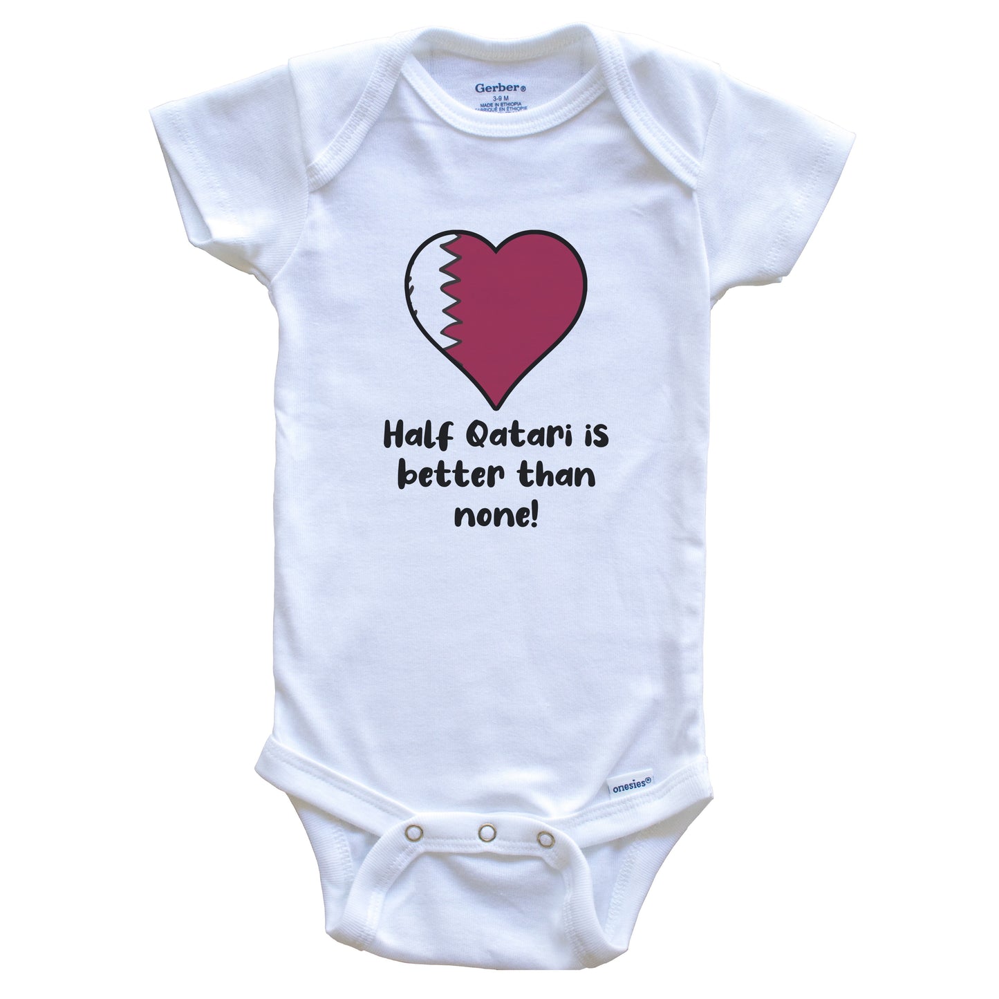Half Qatari Is Better Than None Qatar Flag Heart Baby Onesie