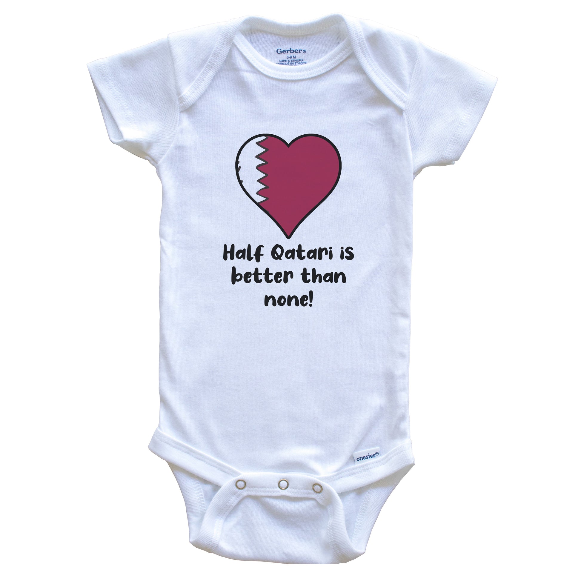 Half Qatari Is Better Than None Qatar Flag Heart Baby Onesie