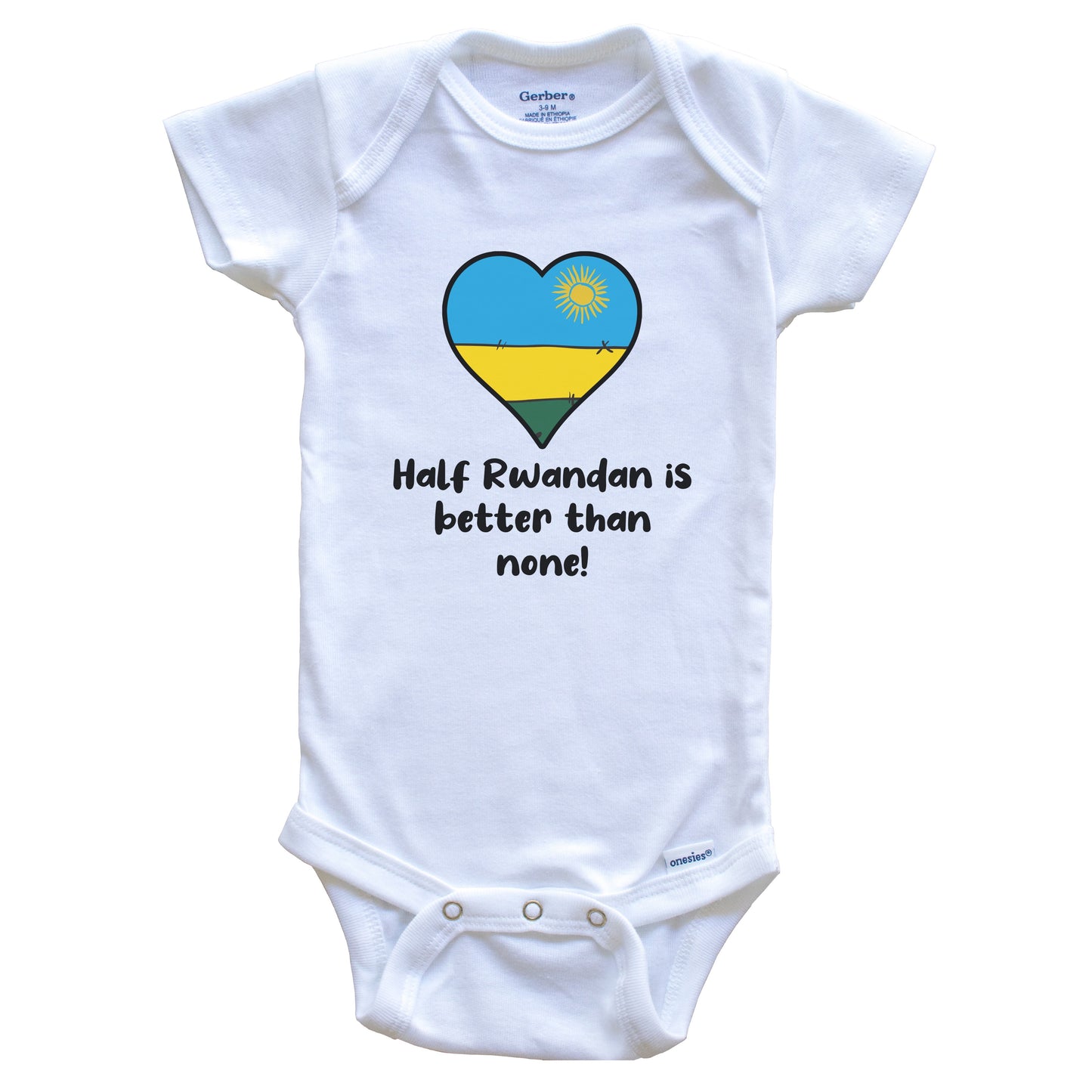 Half Rwandan Is Better Than None Rwanda Flag Heart Baby Onesie