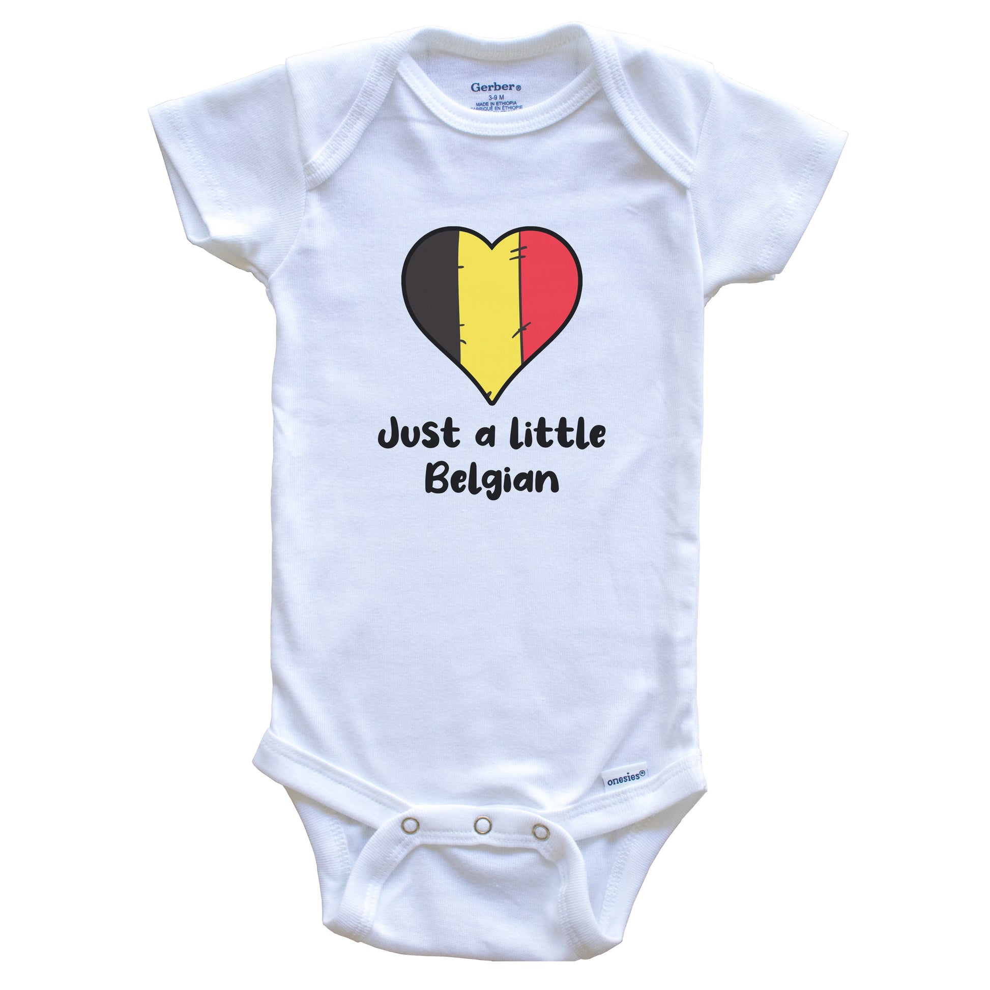 Just A Little Belgian Belgium Flag Heart Baby Onesie