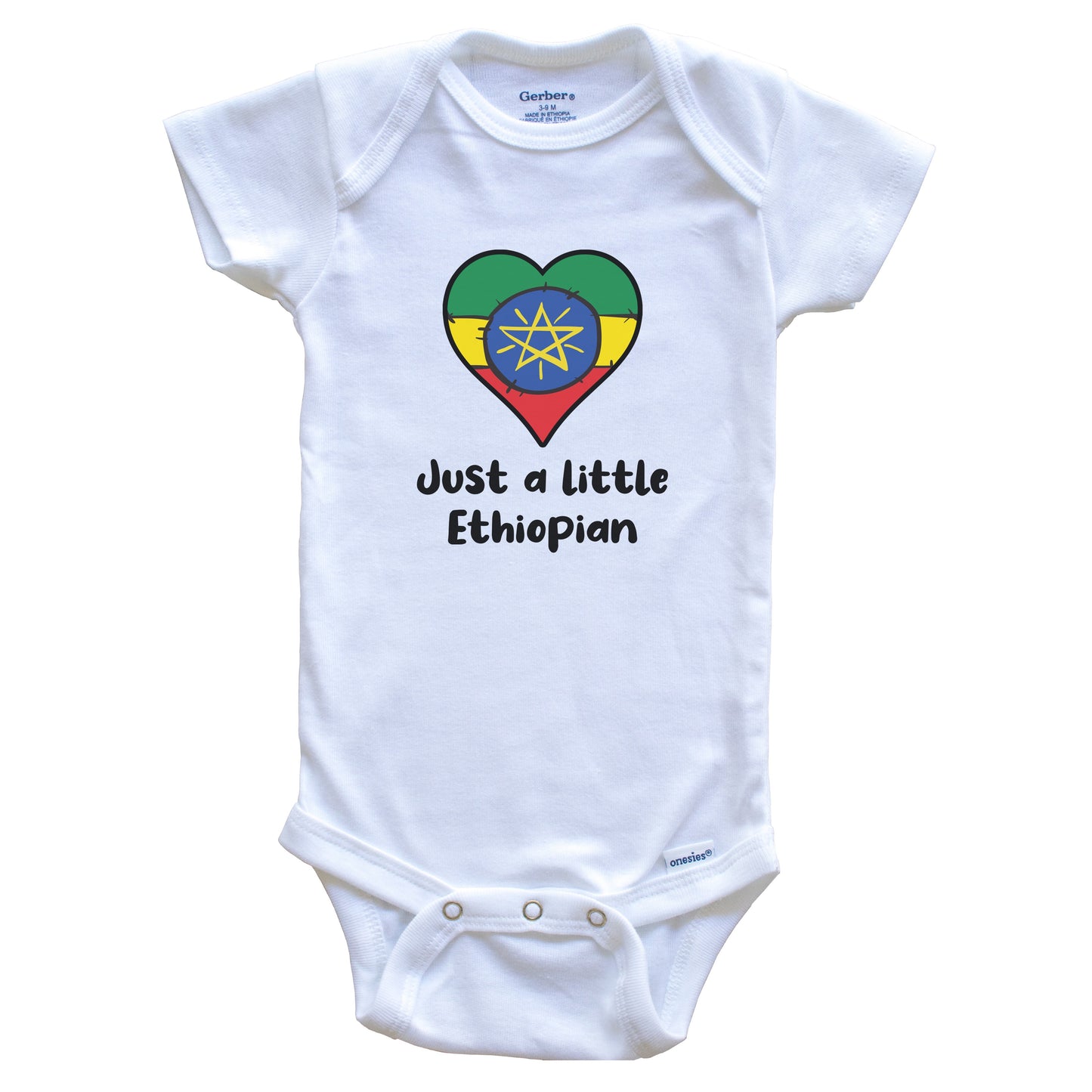 Just A Little Ethiopian Ethiopia Flag Heart Baby Onesie