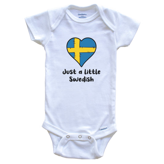 Just A Little Swedish Sweden Flag Heart Baby Onesie