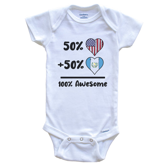 50% American 50% Guatemalan 100% Awesome Guatemala Heart Flag Baby Onesie