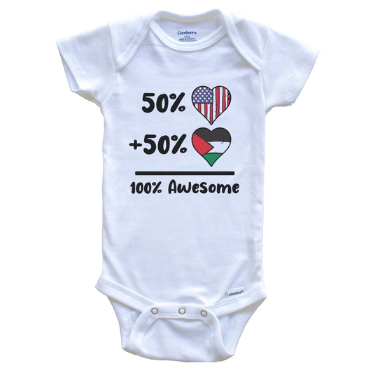 50% American 50% Palestinian 100% Awesome Palestine Heart Flag Baby Onesie