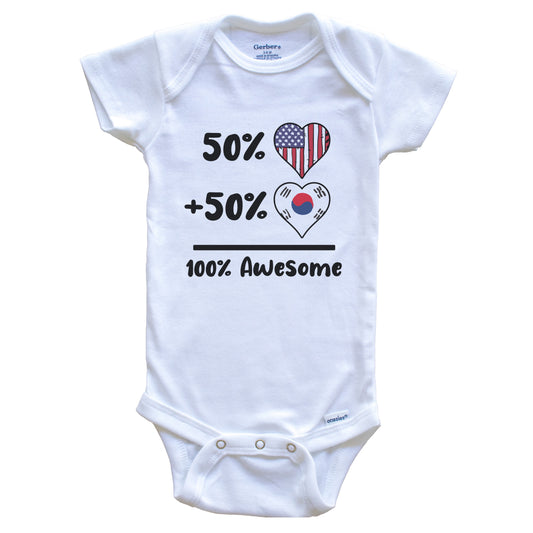 50% American 50% Korean 100% Awesome South Korea Heart Flag Baby Onesie