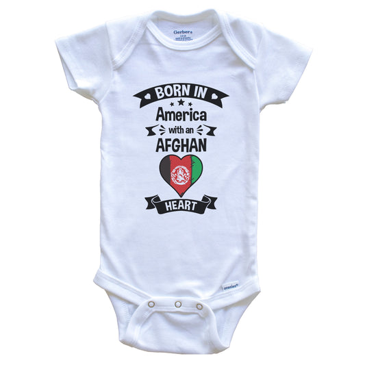 Born In America With An Afghan Heart Baby Onesie