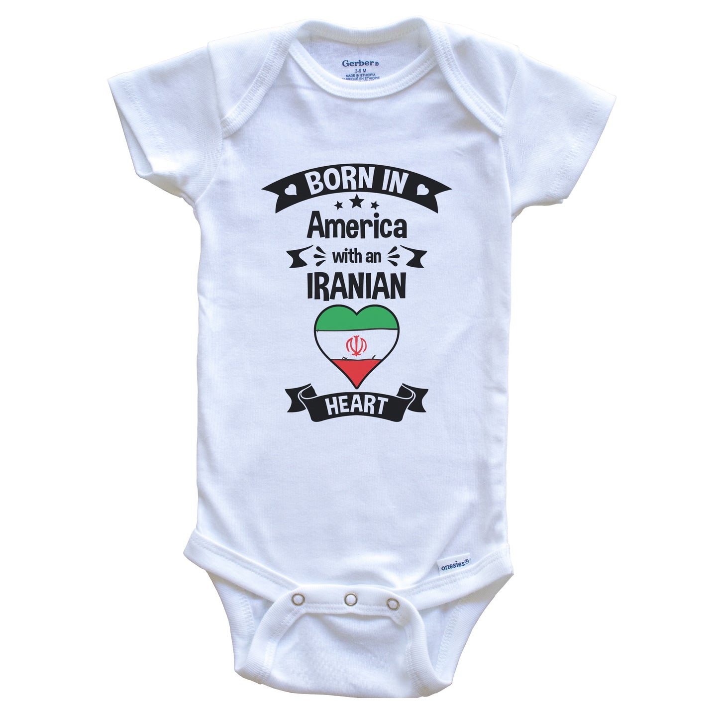 Born In America With An Iranian Heart Baby Onesie