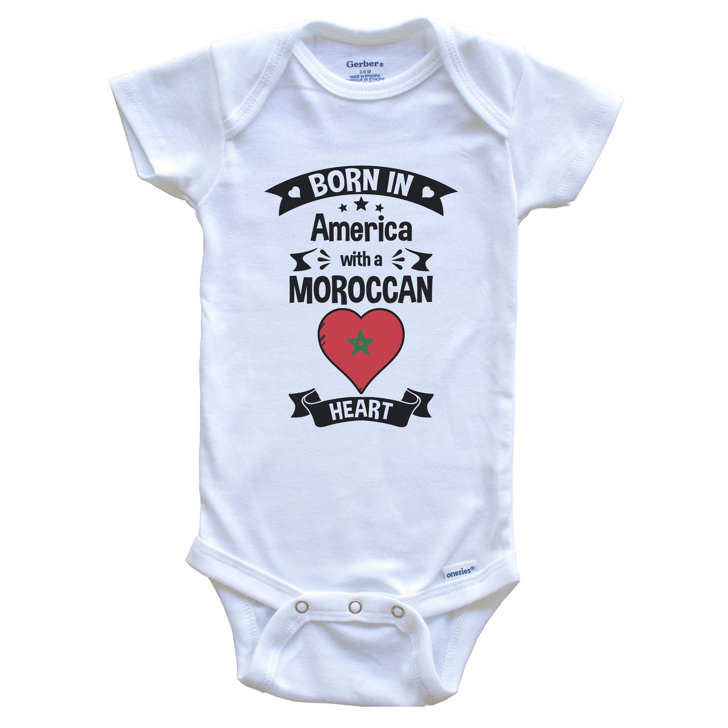 Born In America With A Moroccan Heart Baby Onesie