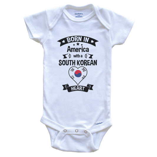 Born In America With A Korean Heart Baby Onesie
