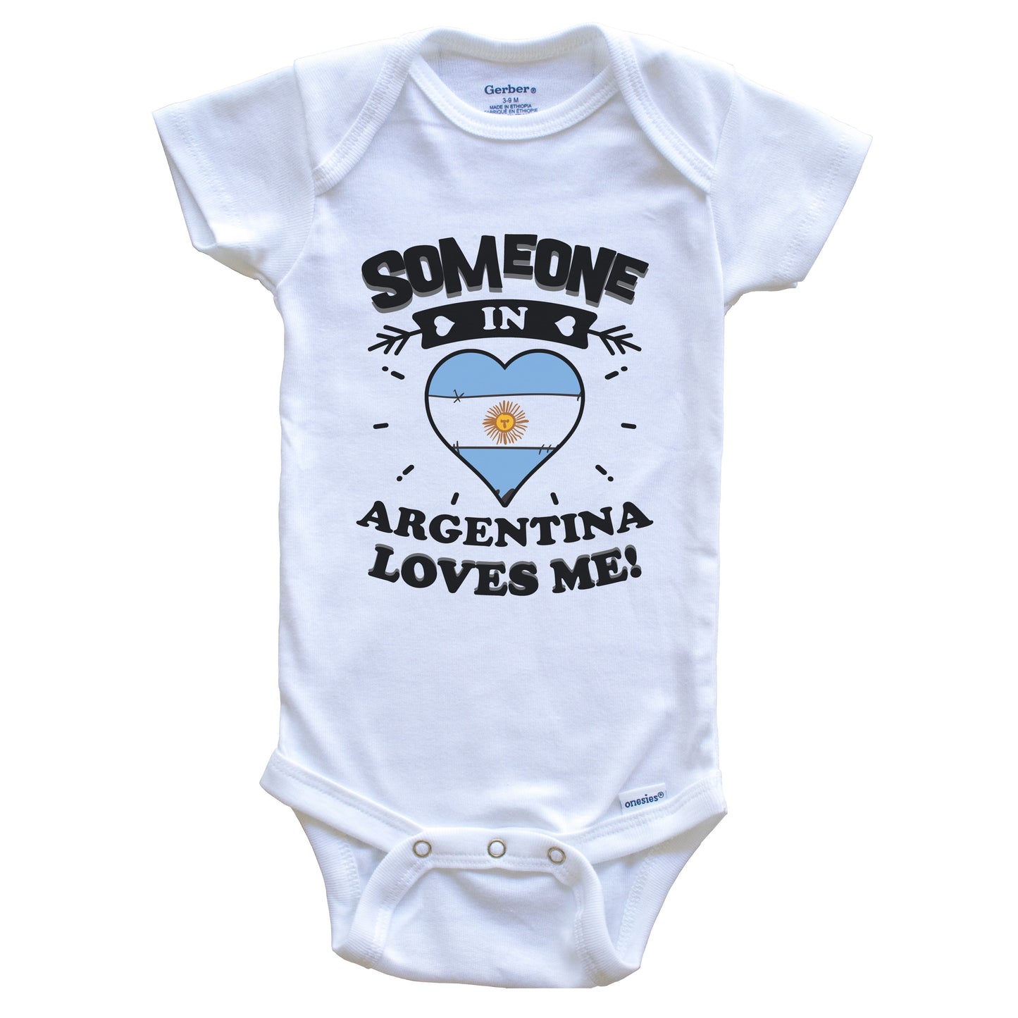 Someone In Argentina Loves Me Argentinian Flag Heart Baby Onesie