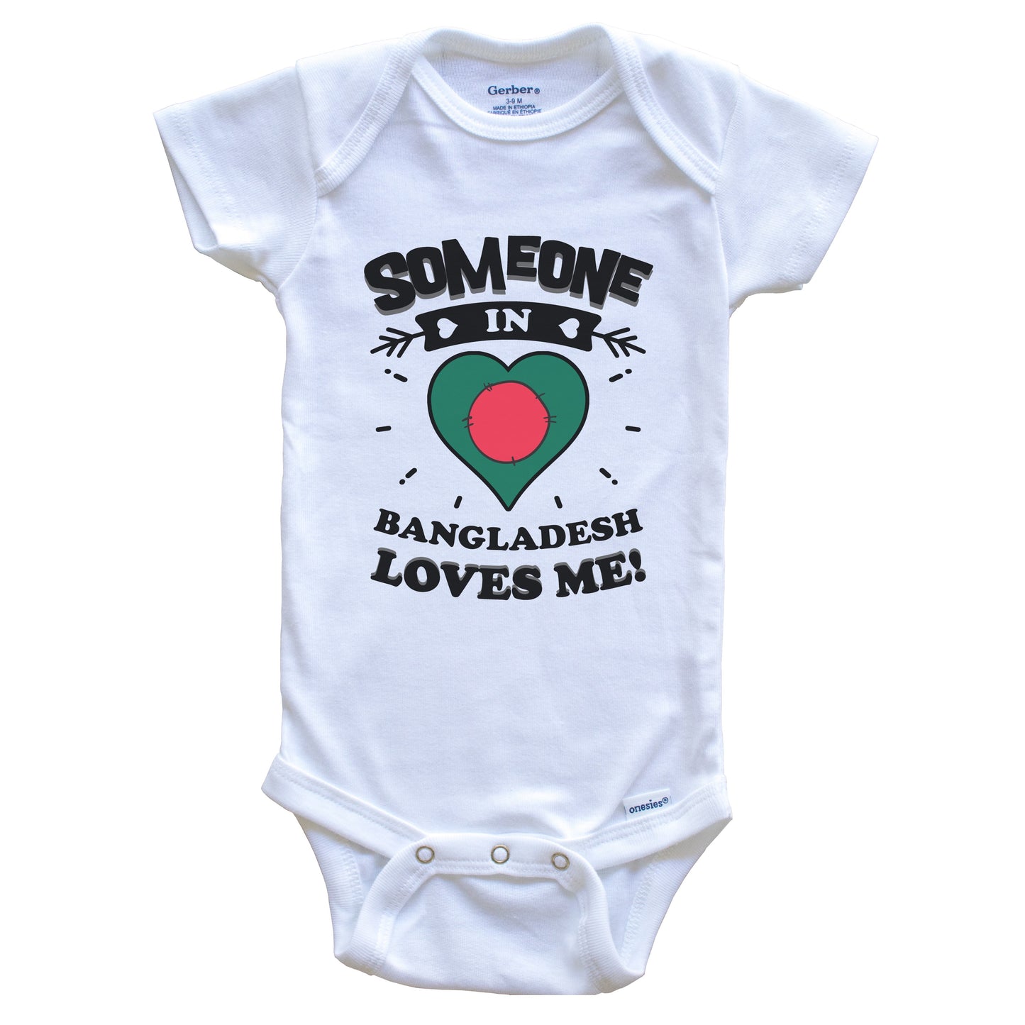 Someone In Bangladesh Loves Me Bangladeshi Flag Heart Baby Onesie