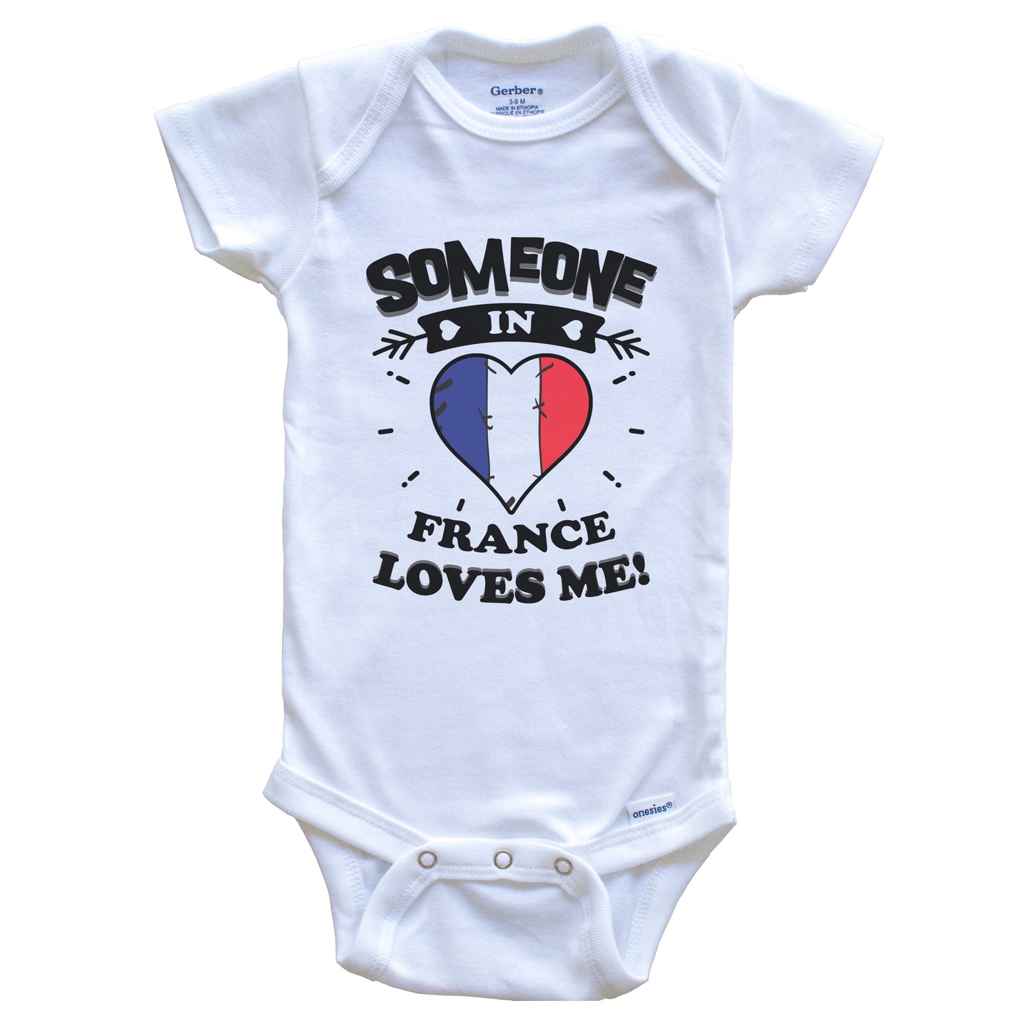 Someone In France Loves Me French Flag Heart Baby Onesie