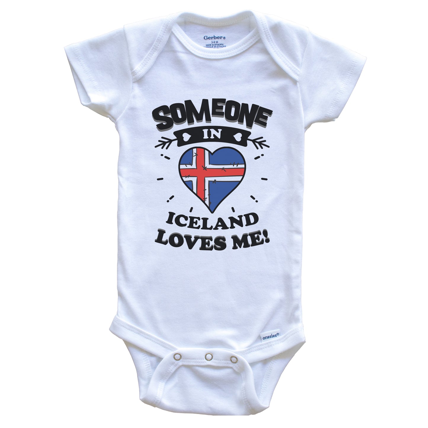 Someone In Iceland Loves Me Icelandic Flag Heart Baby Onesie