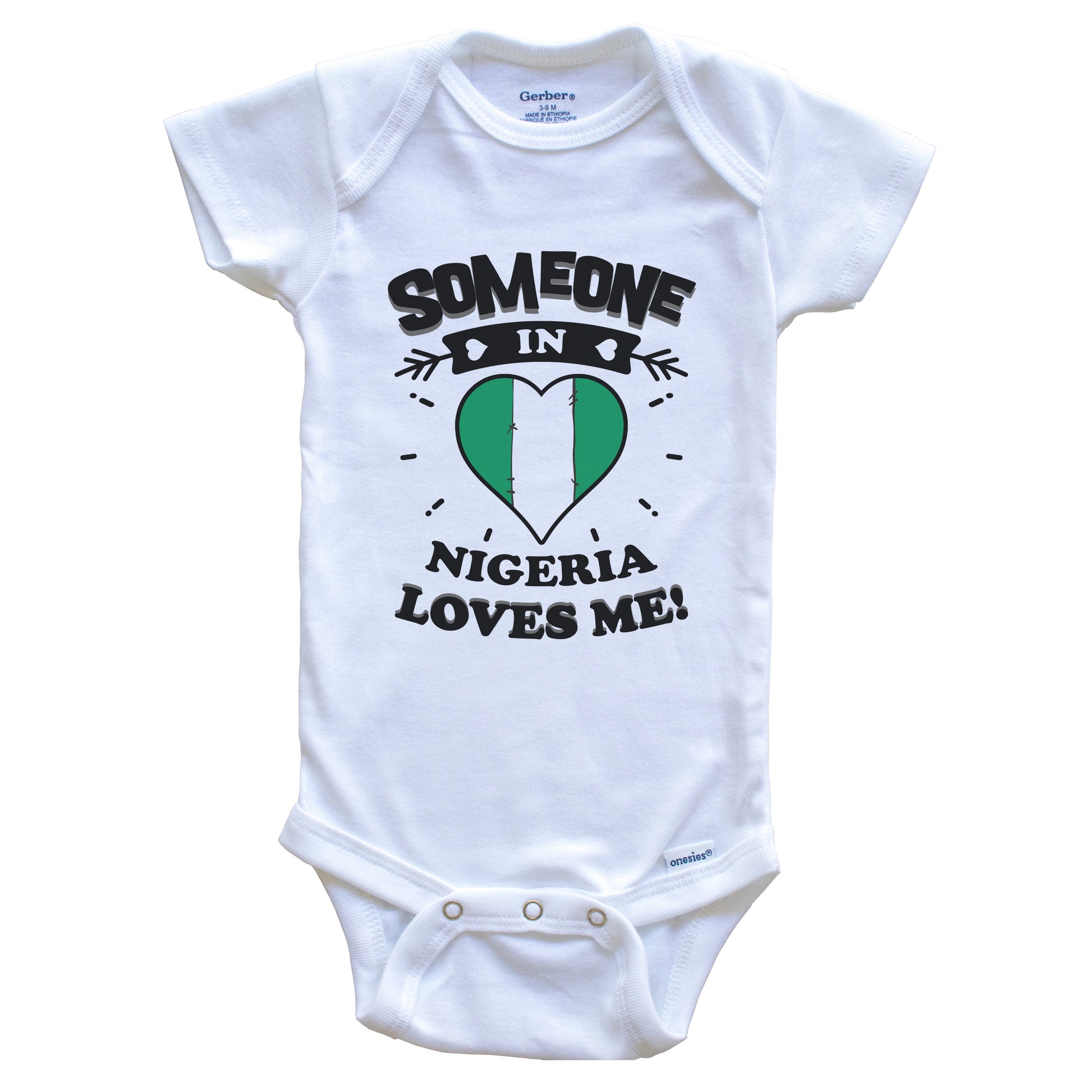 Someone In Nigeria Loves Me Nigerian Flag Heart Baby Onesie