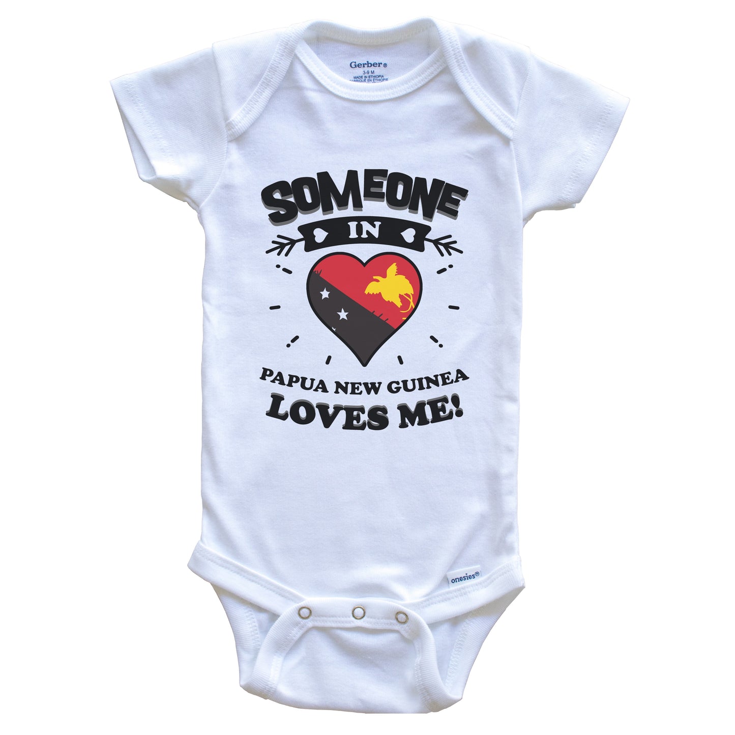 Someone In Papua New Guinea Loves Me Papuan Flag Heart Baby Onesie