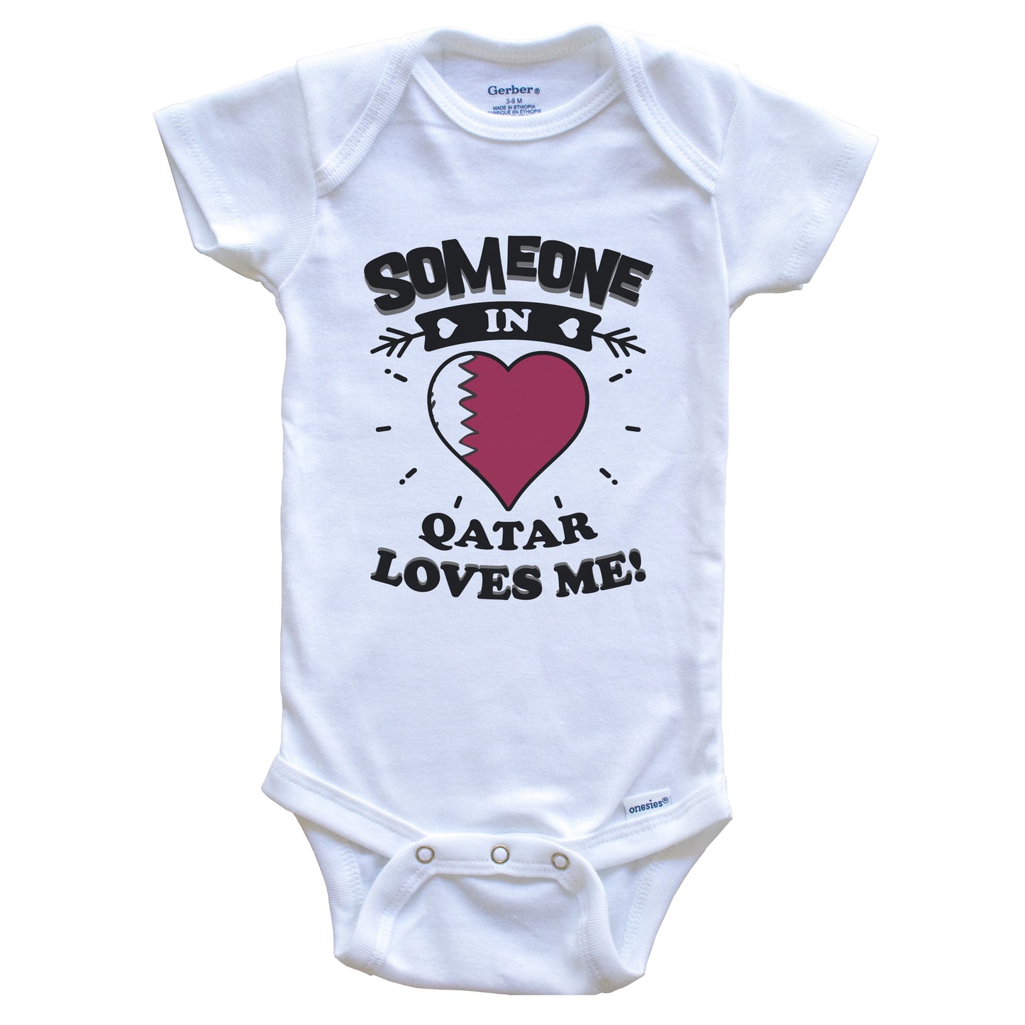 Someone In Qatar Loves Me Qatari Flag Heart Baby Onesie