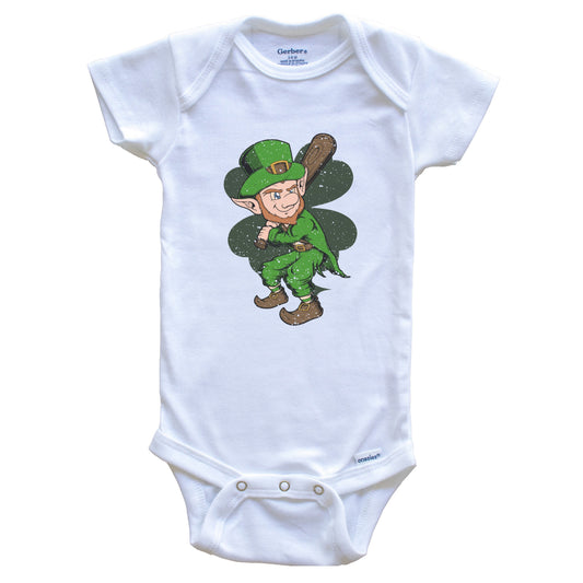 Baseball Player Leprechaun St. Patrick's Day Baseball Baby Bodysuit
