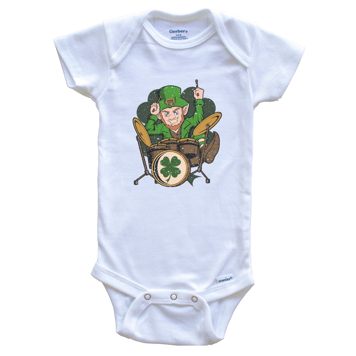 Drummer Leprechaun St. Patrick's Day Drumming Baby Bodysuit