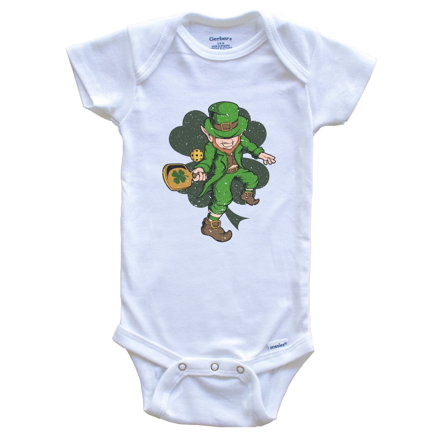 Pickleball Player Leprechaun St. Patrick's Day Pickleball Baby Bodysuit
