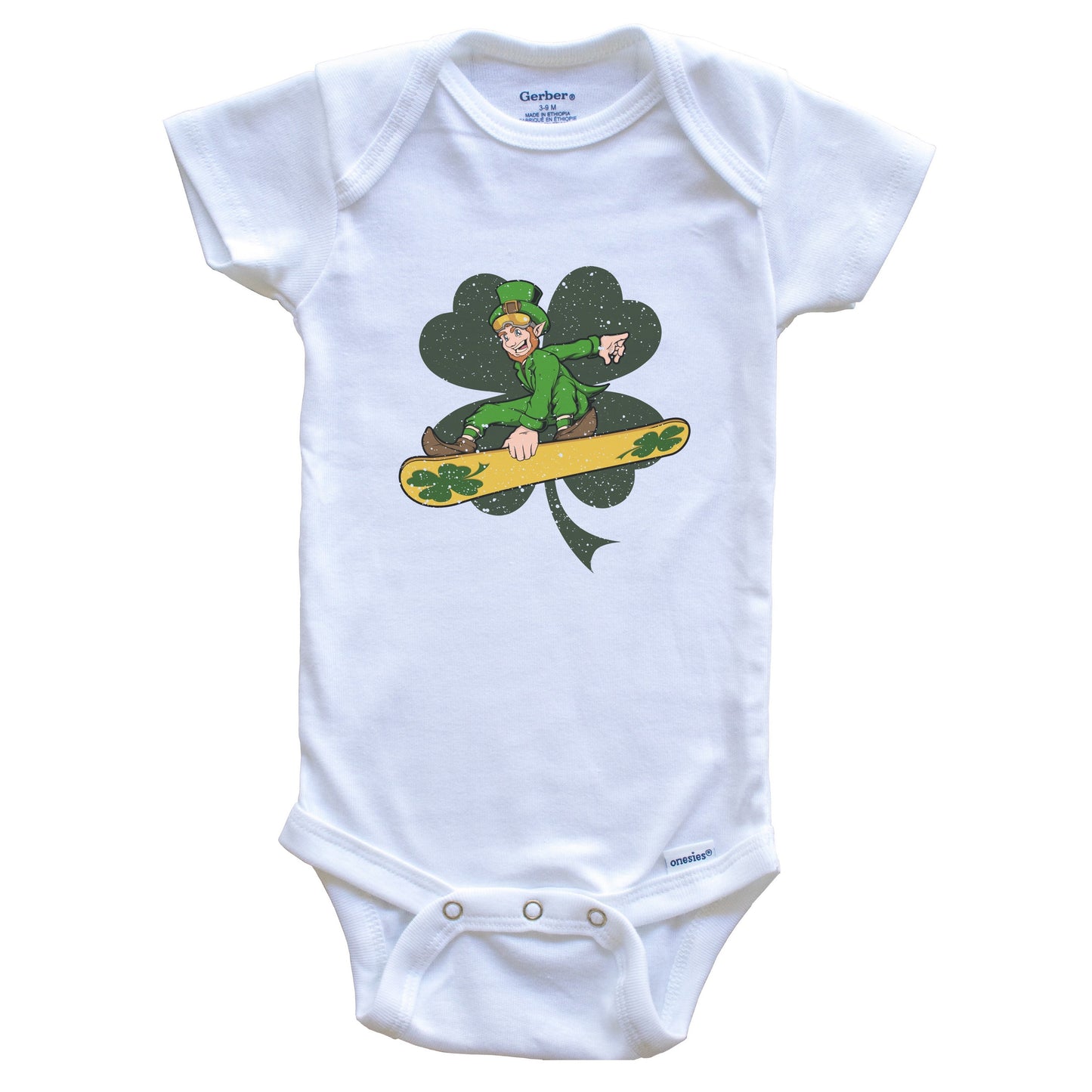 Snowboarder Leprechaun St. Patrick's Day Snowboarding Baby Bodysuit