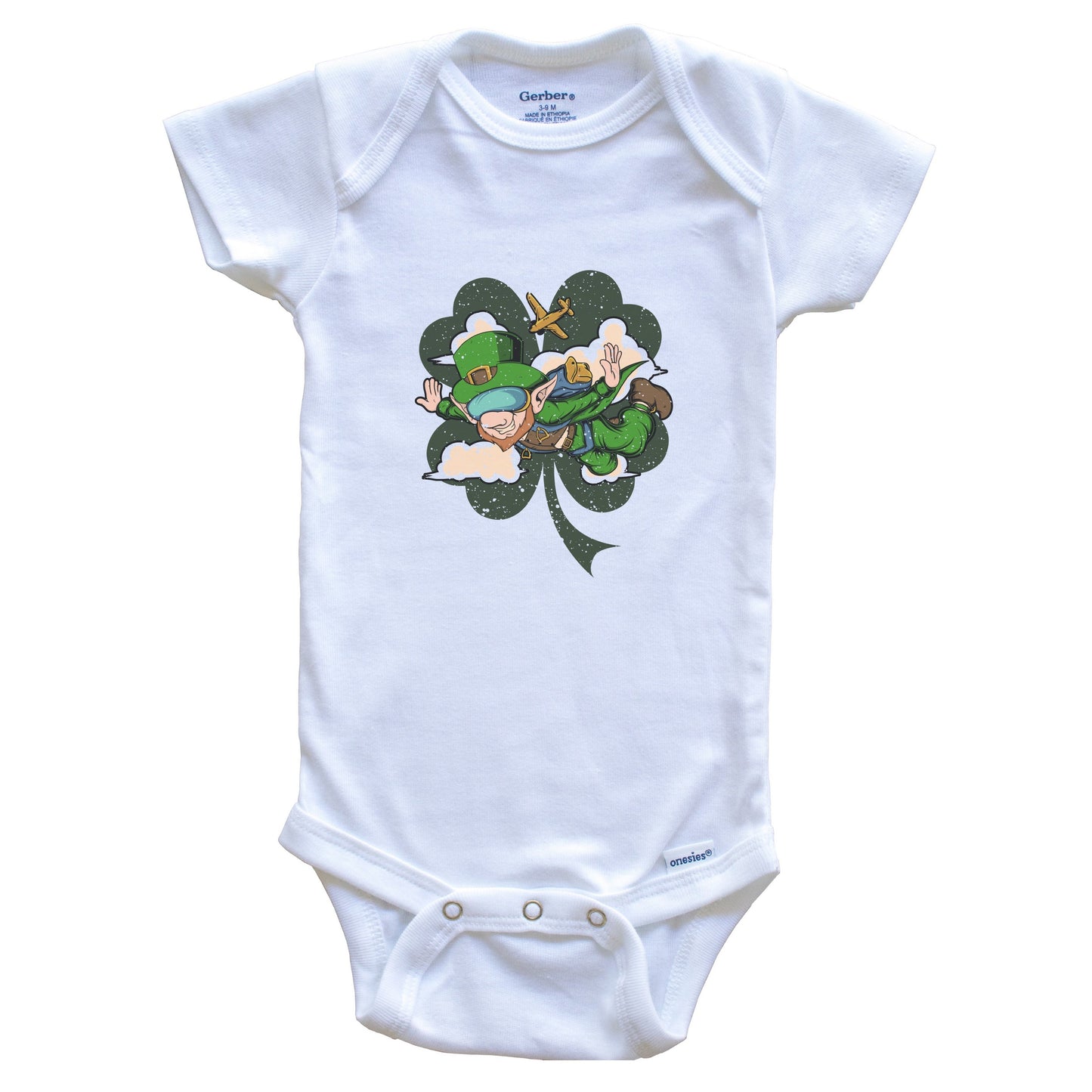 Skydiver Leprechaun St. Patrick's Day Skydiving Baby Bodysuit