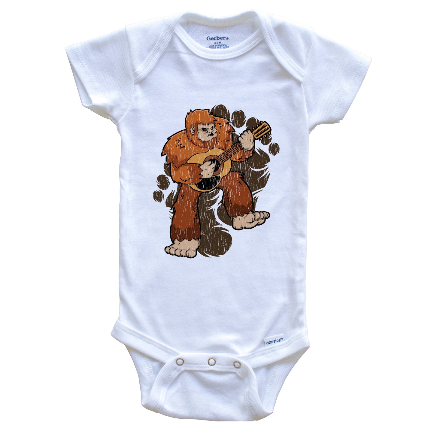 Bigfoot Guitar Baby Bodysuit - Sasquatch Playing Guitar One Piece Baby Bodysuit