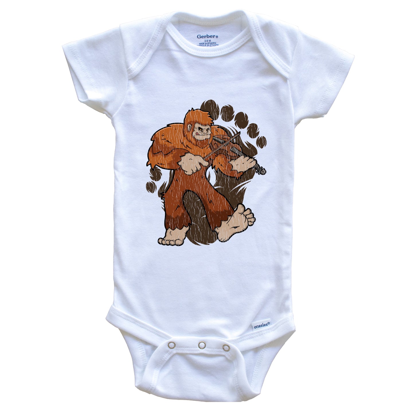 Bigfoot Violin Baby Bodysuit - Sasquatch Playing Violin One Piece Baby Bodysuit