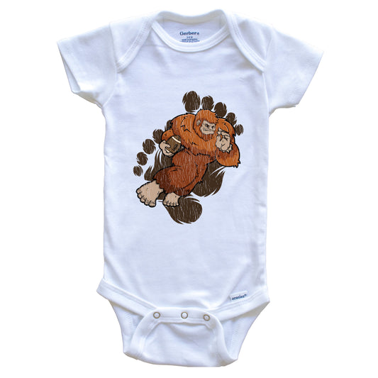 Bigfoot Football Baby Bodysuit - Sasquatch Running Back One Piece Baby Bodysuit