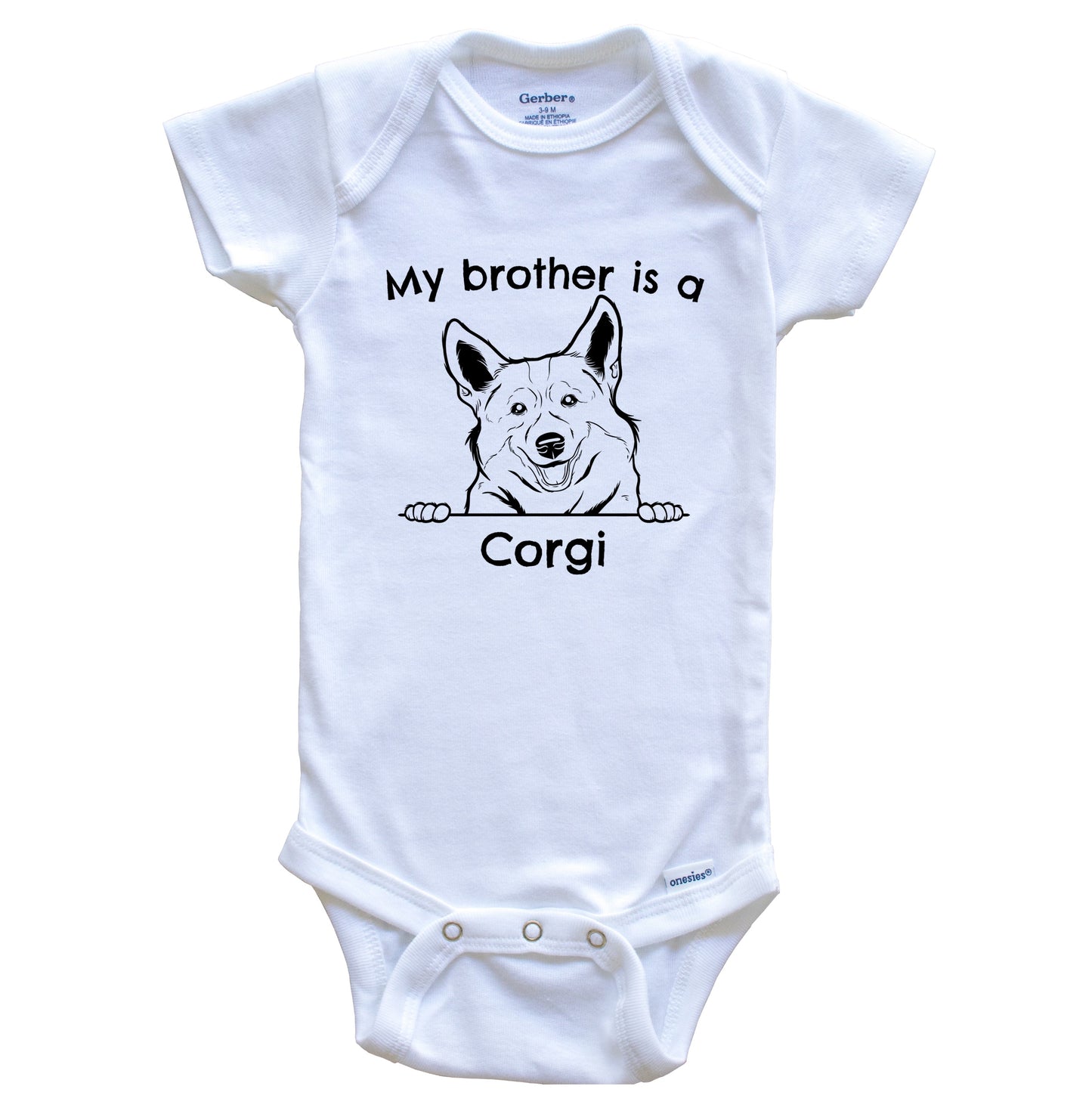 My Brother Is A Corgi One Piece Baby Bodysuit