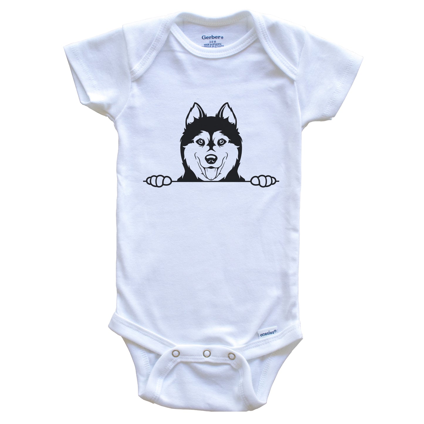 Siberian Husky Dog Breed Drawing Cute One Piece Baby Bodysuit