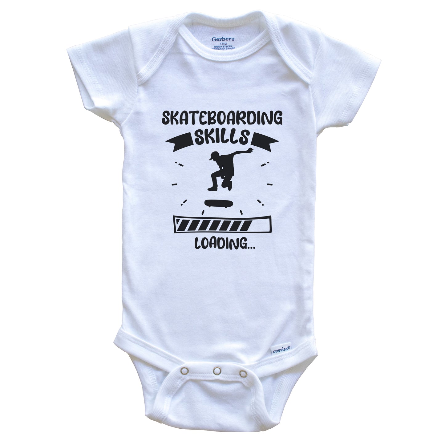 Skateboarding Skills Loading Funny Skateboarding Baby Bodysuit