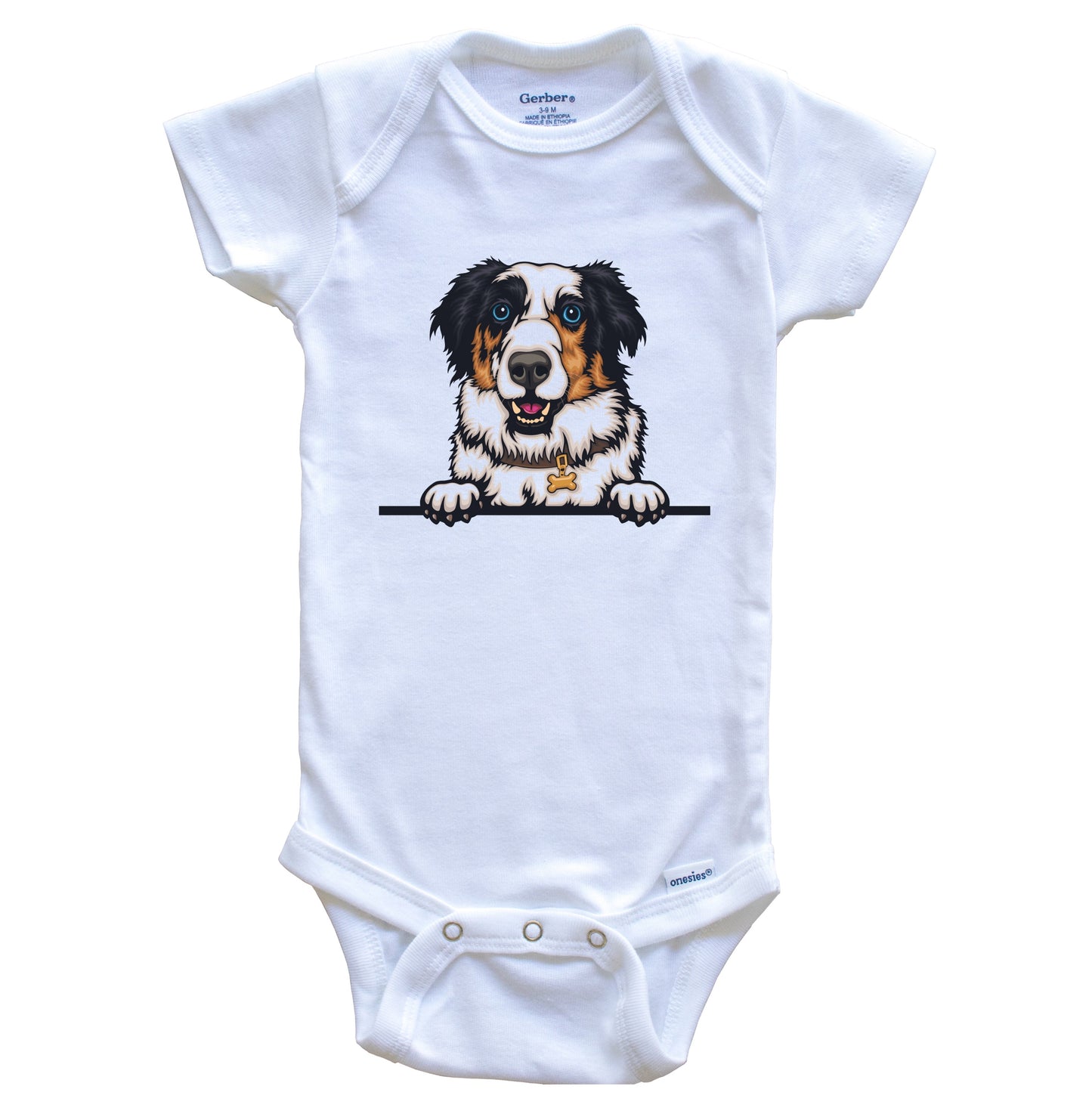 Australian Shepherd Dog Breed Cute One Piece Baby Bodysuit v4