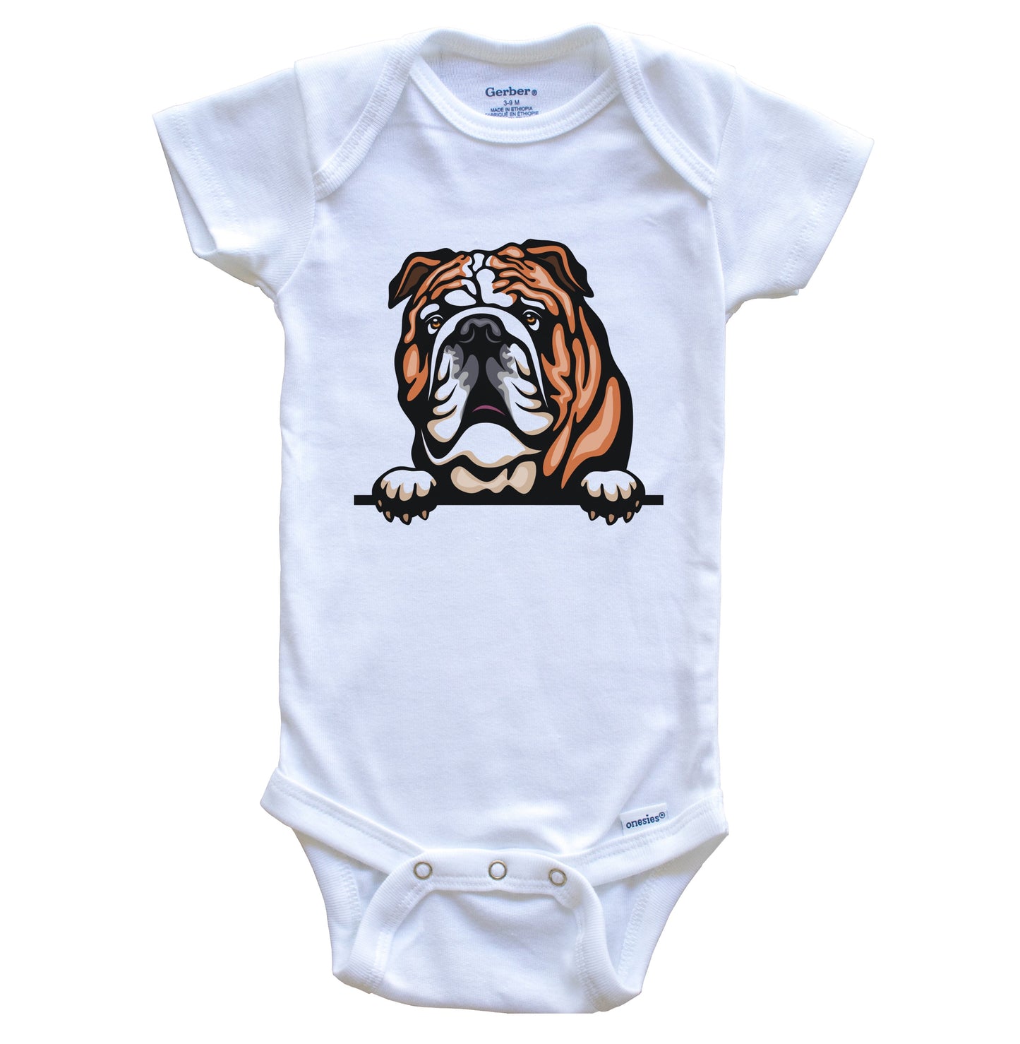 English Bulldog Dog Breed Cute One Piece Baby Bodysuit v2