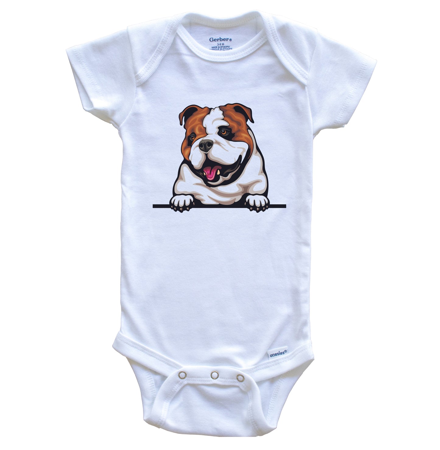 English Bulldog Dog Breed Cute One Piece Baby Bodysuit v3