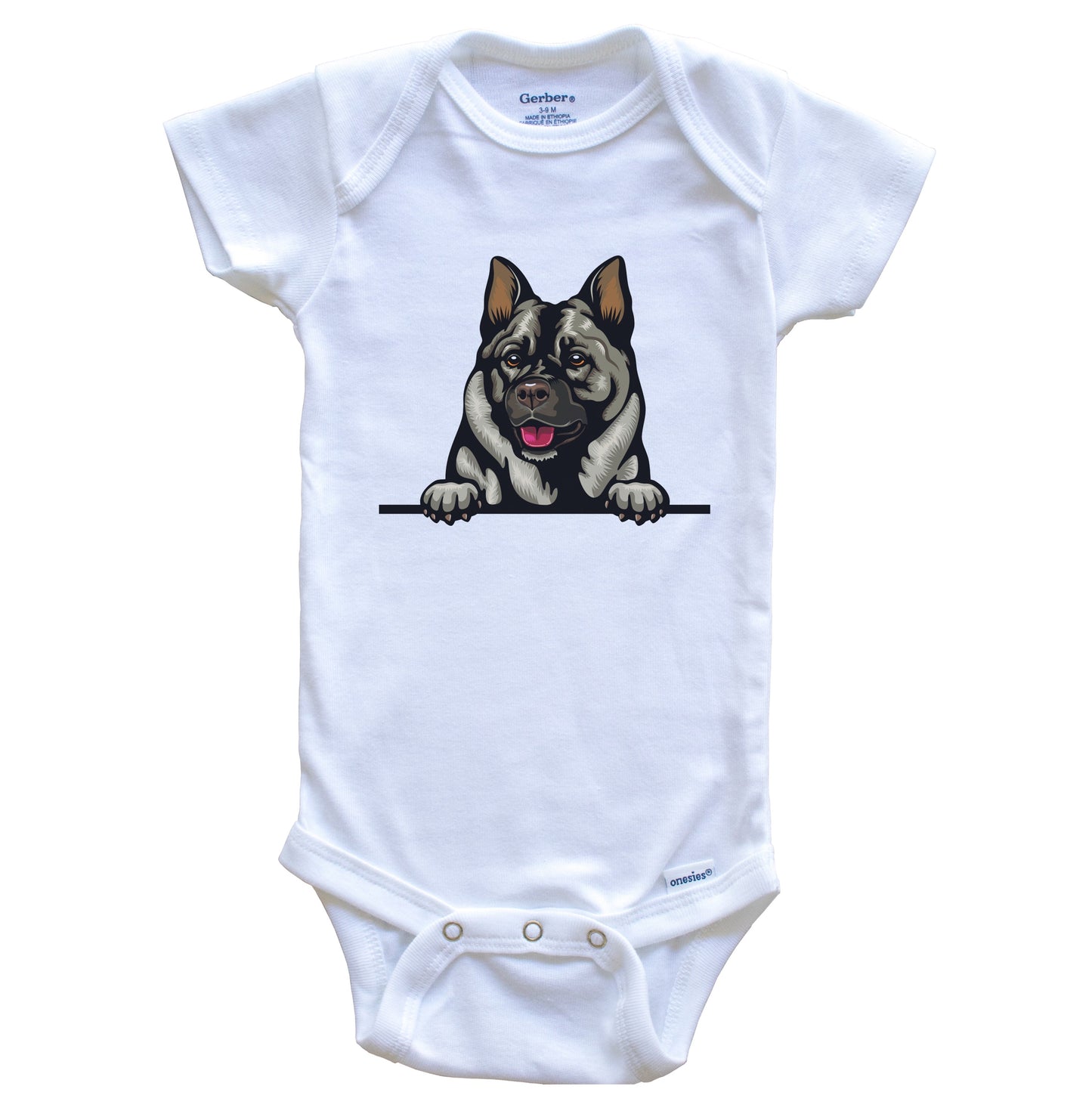 Norwegian Elkhound Dog Breed Cute One Piece Baby Bodysuit