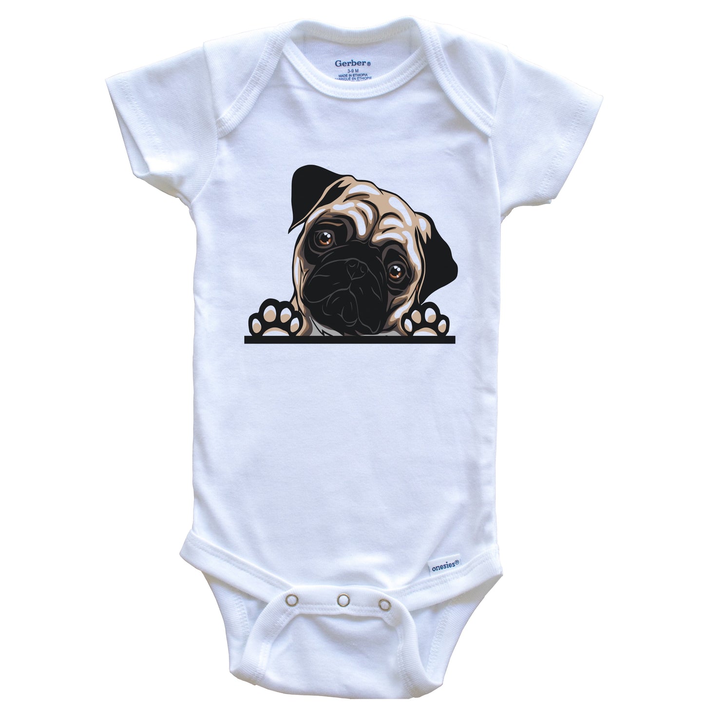 Pug Dog Breed Cute One Piece Baby Bodysuit v2