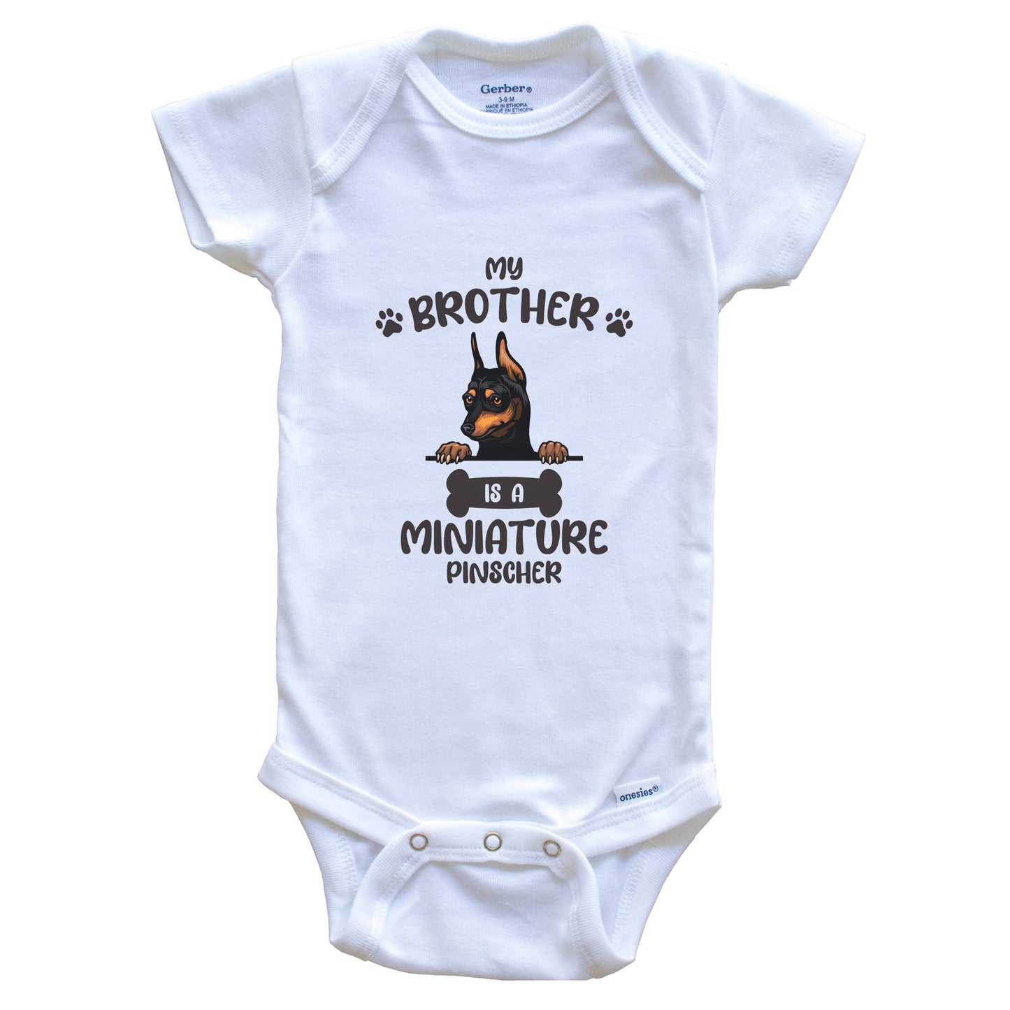 My Brother Is A Miniature Pinscher Cute Dog Breed Baby Bodysuit