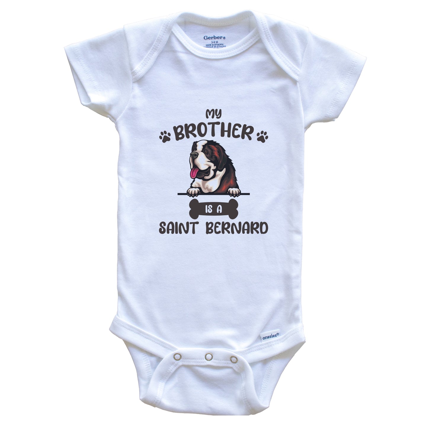 My Brother Is A Saint Bernard Cute Dog Breed Baby Bodysuit