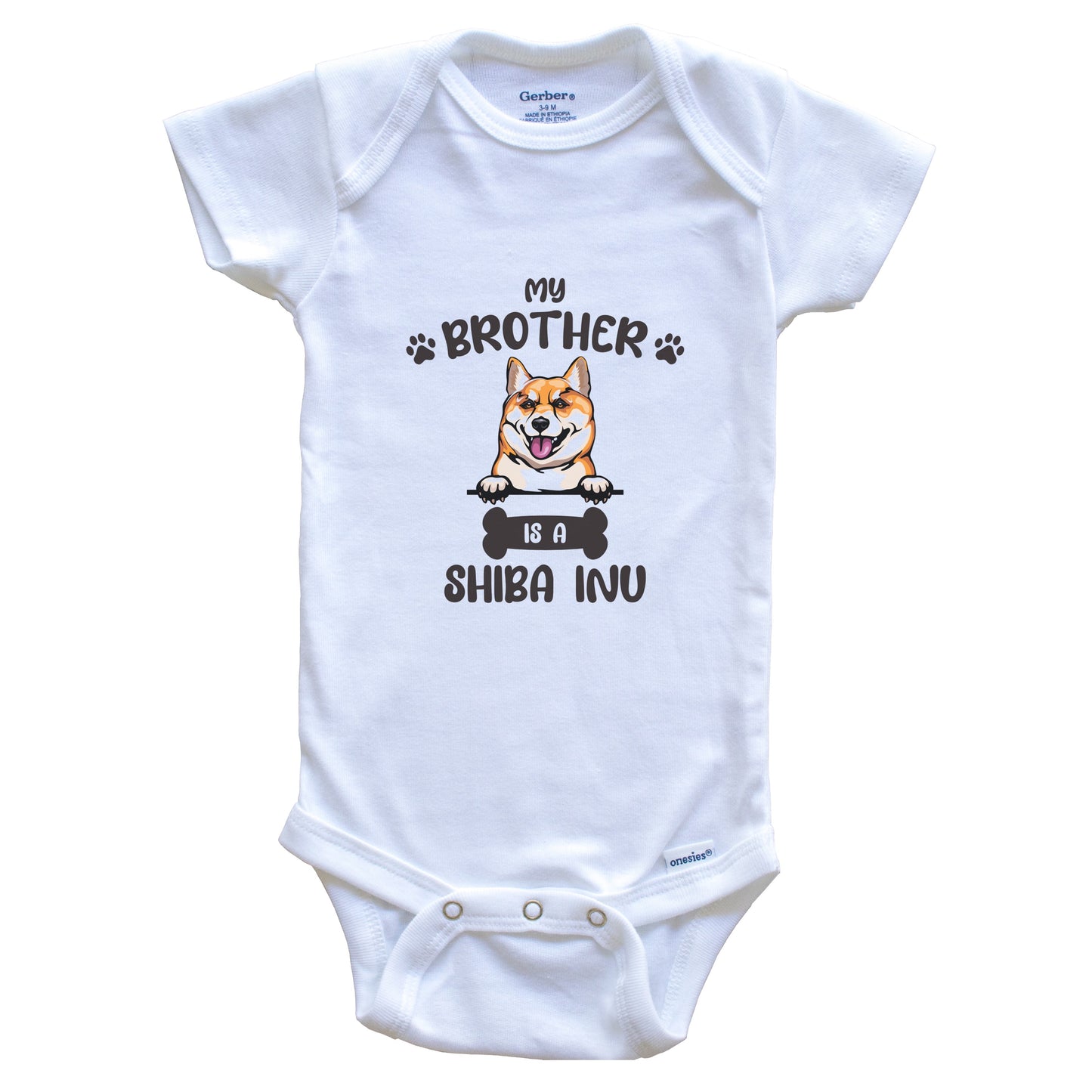 My Brother Is A Shiba Inu Cute Dog Breed Baby Bodysuit