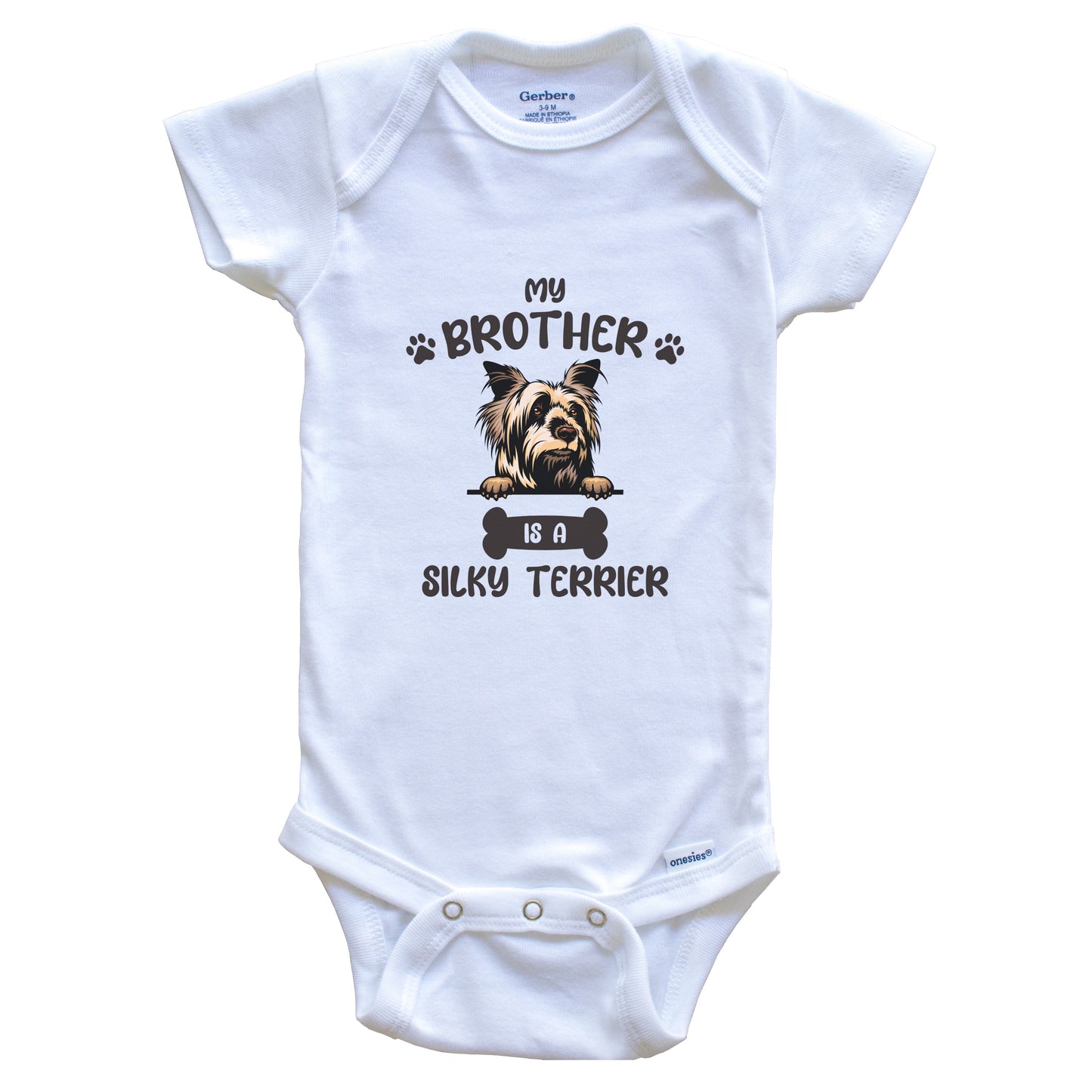 My Brother Is A Silky Terrier Cute Dog Breed Baby Bodysuit