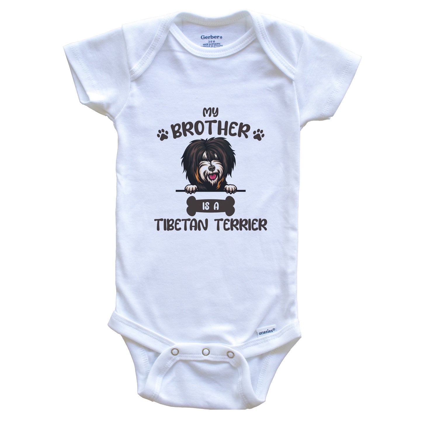 My Brother Is A Tibetan Terrier Cute Dog Breed Baby Bodysuit