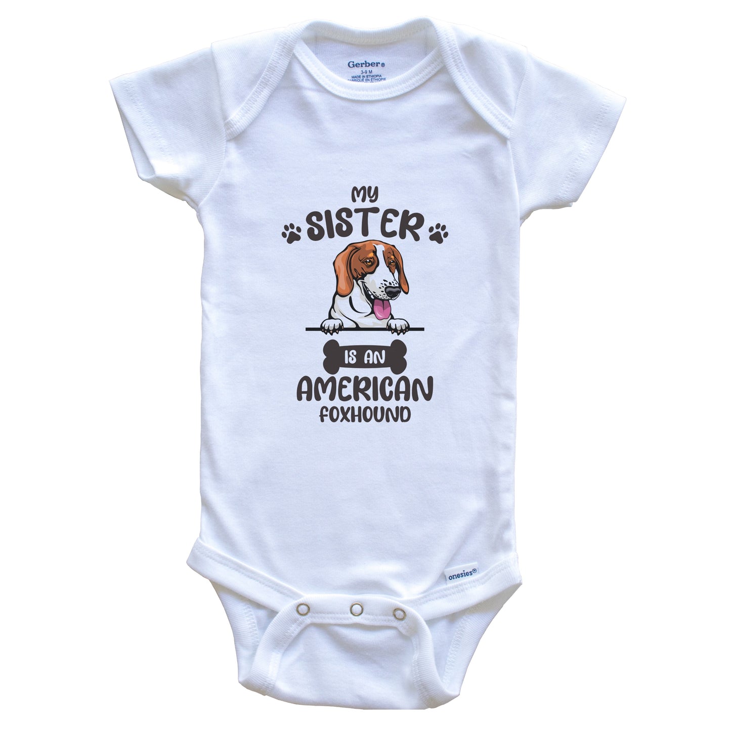 My Sister Is An American Foxhound Cute Dog Breed Baby Bodysuit