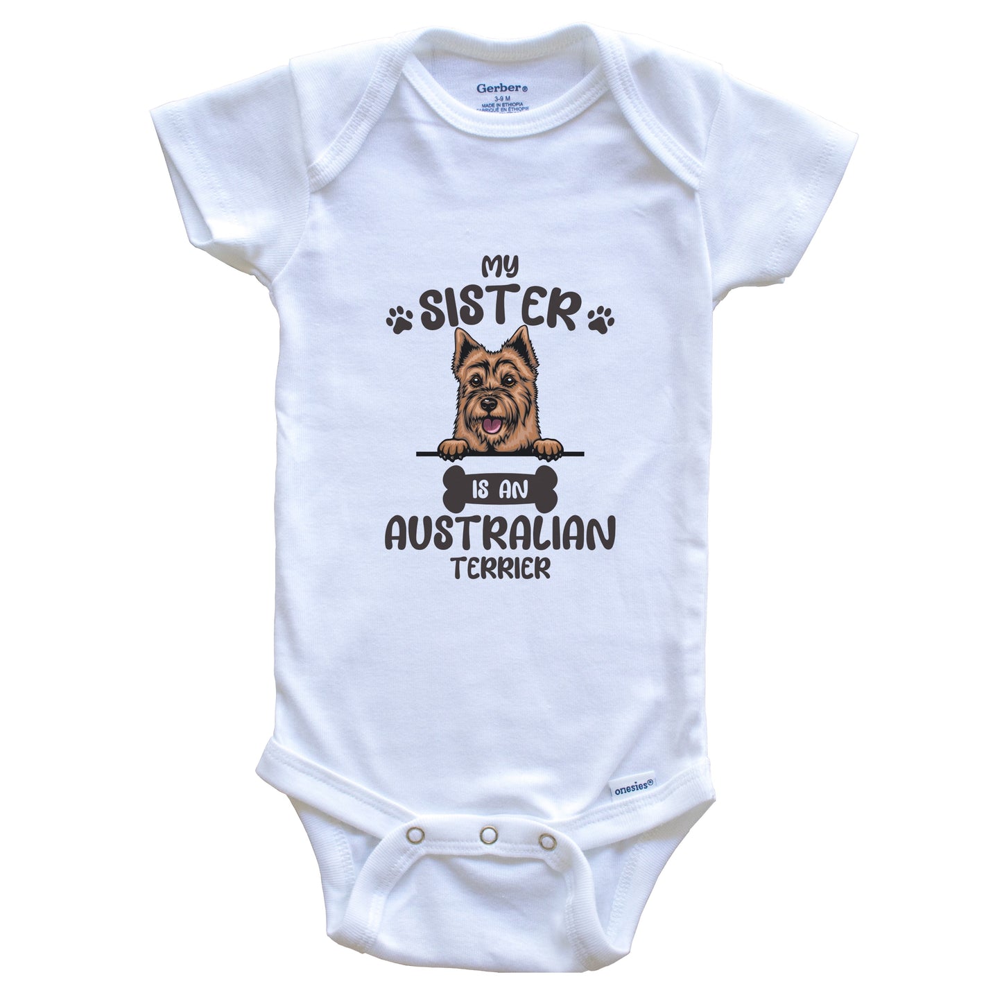 My Sister Is An Australian Terrier Cute Dog Breed Baby Bodysuit