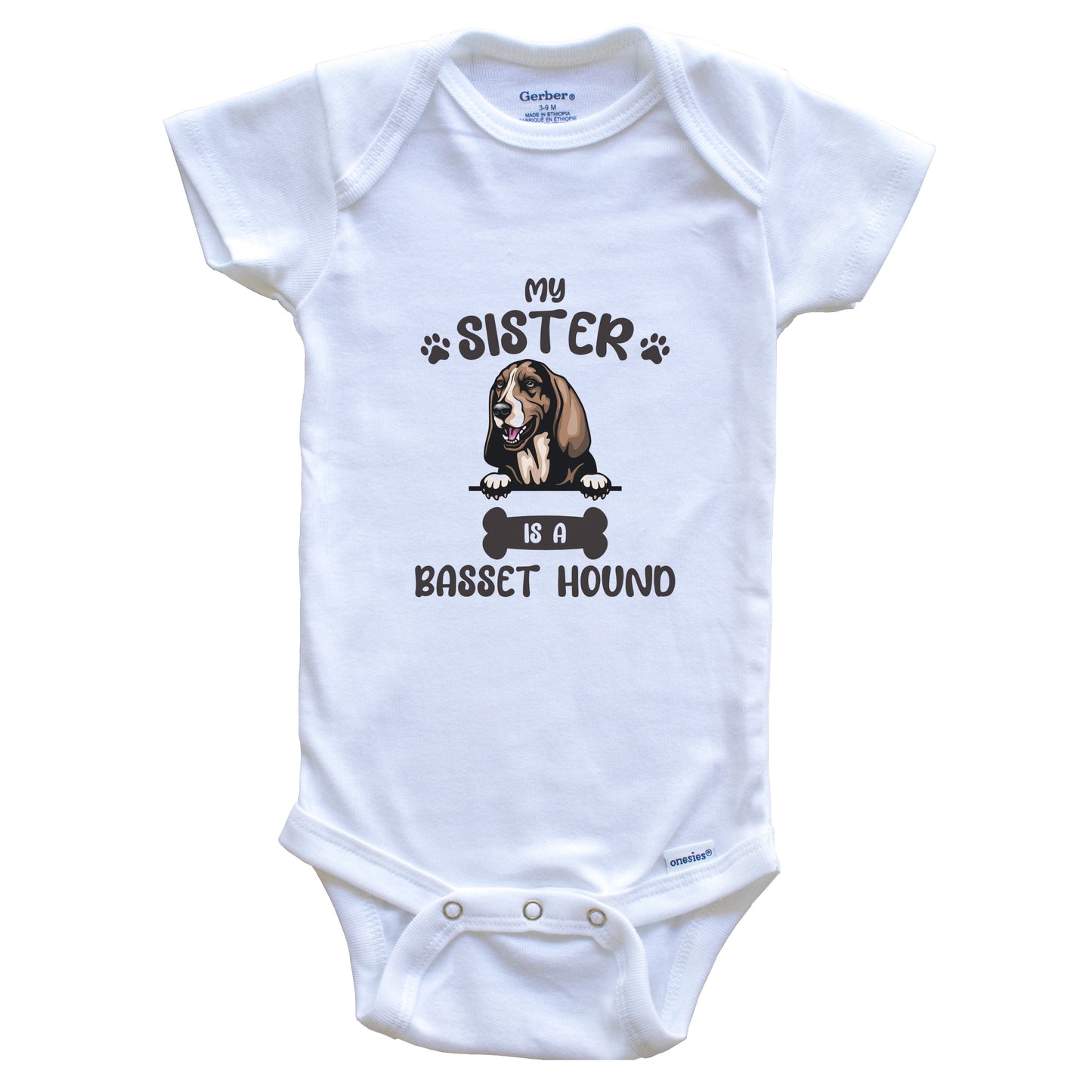 My Sister Is A Basset Hound Cute Dog Breed Baby Bodysuit