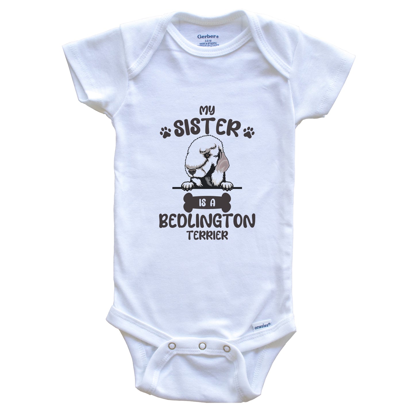 My Sister Is A Bedlington Terrier Cute Dog Breed Baby Bodysuit
