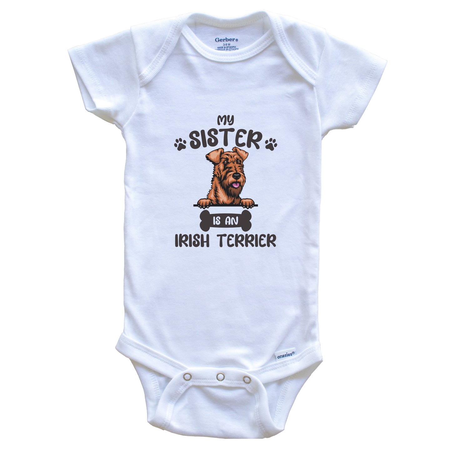 My Sister Is An Irish Terrier Cute Dog Breed Baby Bodysuit