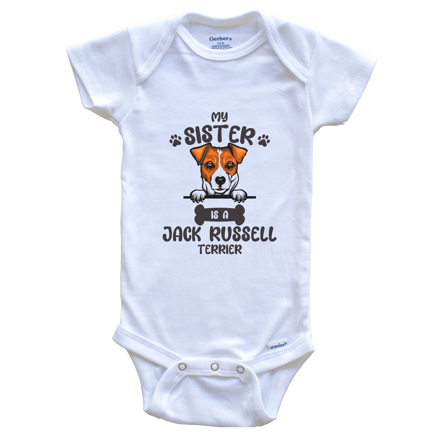 My Sister Is A Jack Russell Terrier Cute Dog Breed Baby Bodysuit